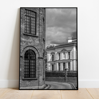 Plakat Łódź – Pałac Herbsta i Przędzalnia Scheiblera b/w